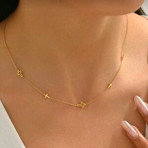NEW! 18K Gold Plated Minimalist Cross Station Delicate Necklace